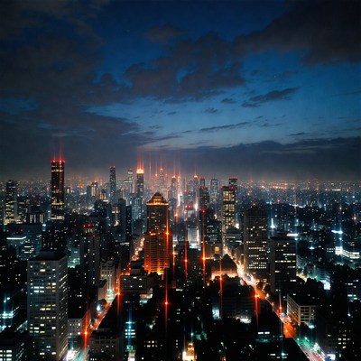 Vibrant Night Skyline Cityscape
