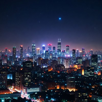 Vibrant Night Skyline Cityscape