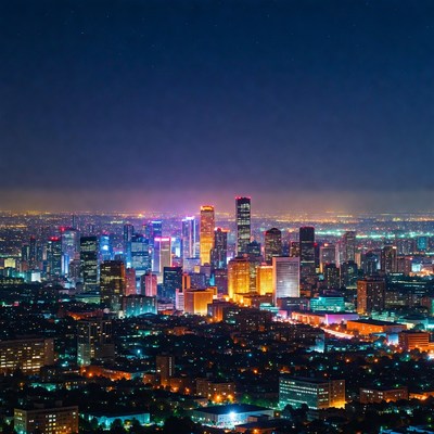 Vibrant Night Skyline Cityscape