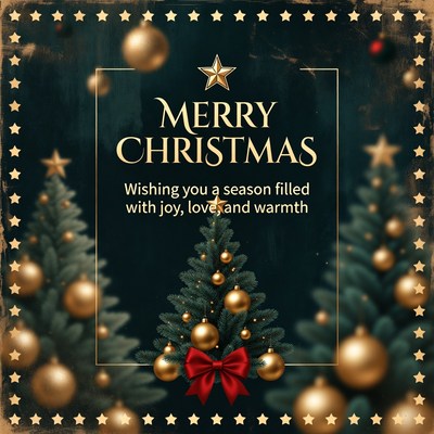 Merry Christmas Greeting with Trees