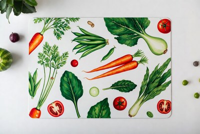 Colorful Vegetable Cutting Board Illustration