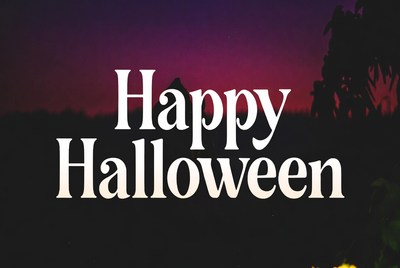 Happy Halloween Text with Spooky Background