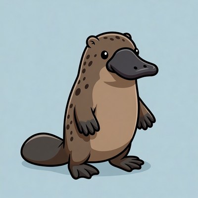 Cute cartoon platypus standing
