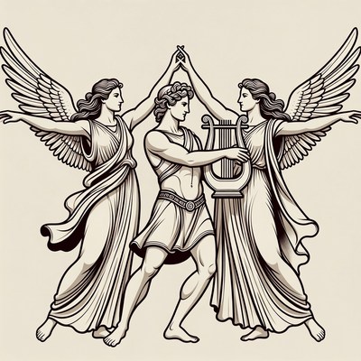 Apollo with Angels Holding Lyre