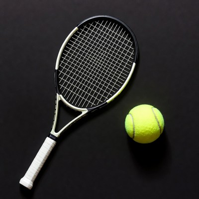 Tennis racket and ball