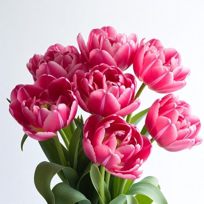 Pink Tulips Bouquet on White