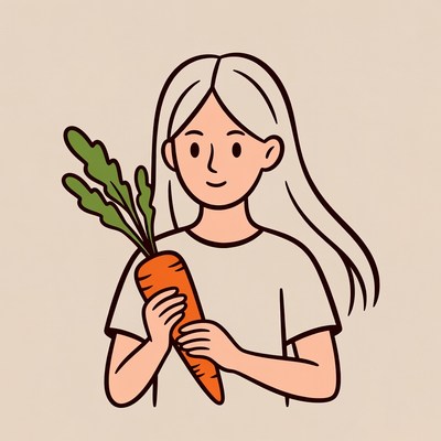 Girl holding carrot illustration