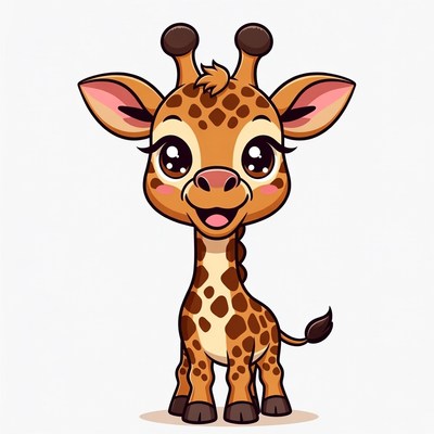 Cute cartoon baby giraffe