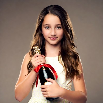 Girl holding champagne bottle
