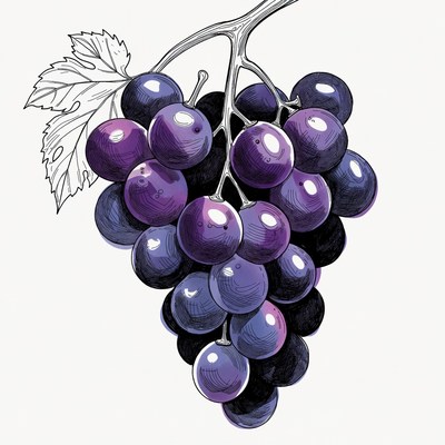 Purple grape cluster illustration