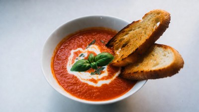 Tomato Soup with Basil and Bread