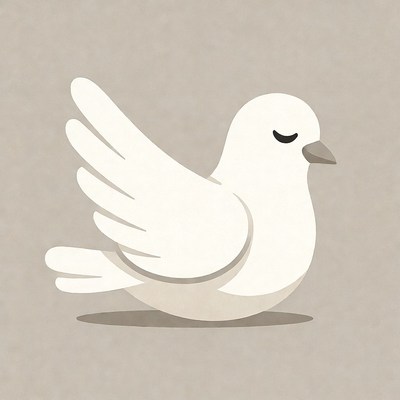White dove illustration with closed eyes