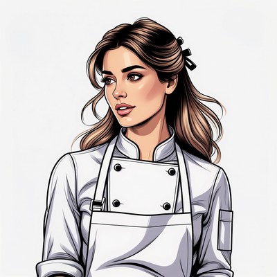 Beautiful woman in white chef uniform