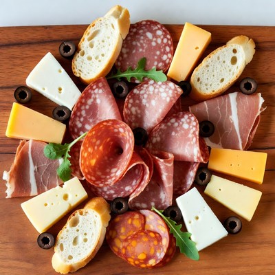 Charcuterie Board with Cheeses and Bread