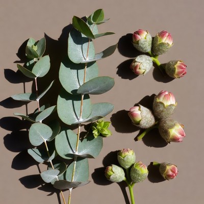 Eucalyptus Leaves and Flower Buds