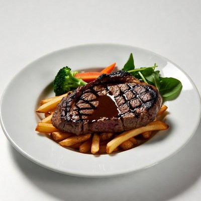 Grilled Steak with Fries and Vegetables