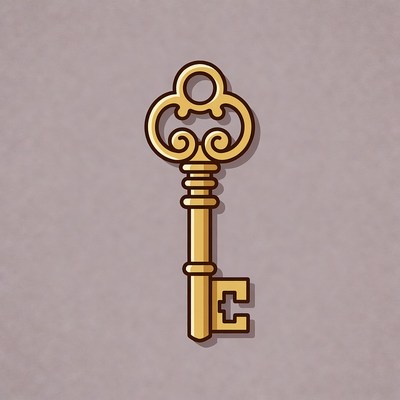 Golden ornate key illustration