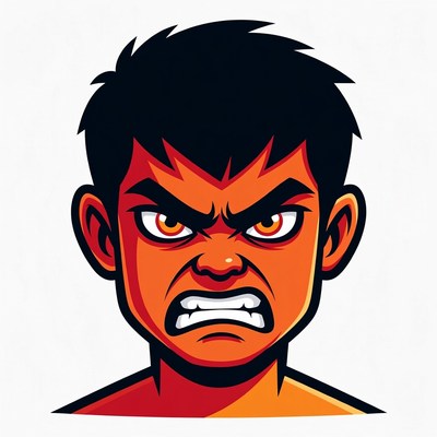 Angry cartoon boy face