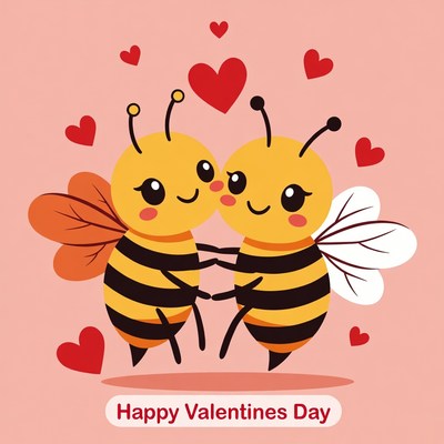 Cute Bees Hugging on Valentine's Day