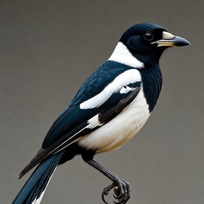 Black and white magpie bird