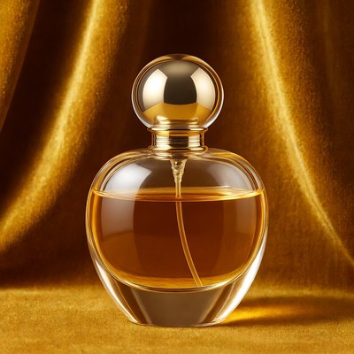 Golden Perfume Bottle on Velvet