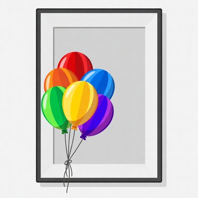 Colorful Balloons in Black Frame