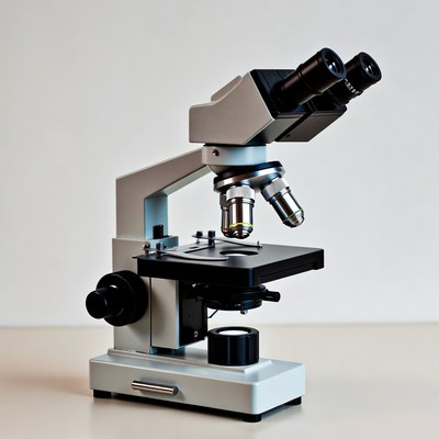 Compound Microscope on White Background