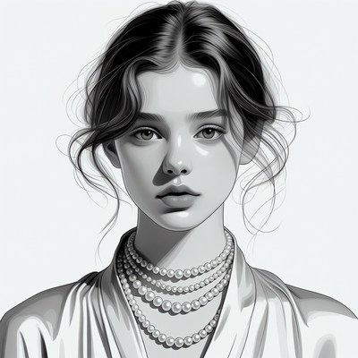 Woman with pearl necklace portrait