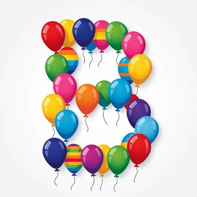 Colorful Balloons Forming Letter B