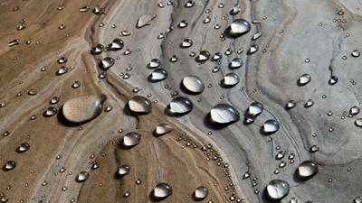 Water Droplets on Textured Rock