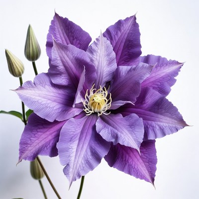 Purple Clematis Flower with Buds
