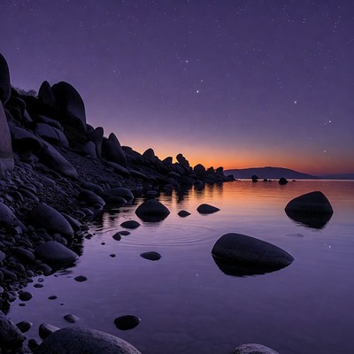 Rocky Shore at Twilight Lake