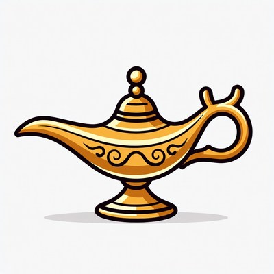 Golden Genie Lamp Illustration