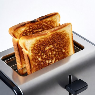Toasted Bread Slices in Toaster