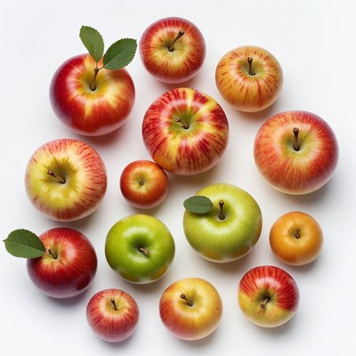 Variety of Fresh Apples on White Background