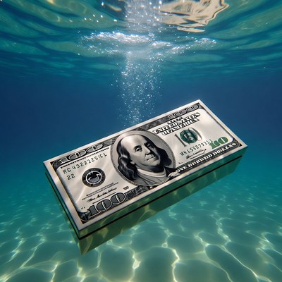 100 Dollar Bill Underwater