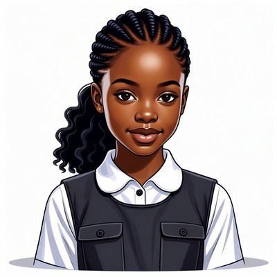 African girl with braids in school uniform