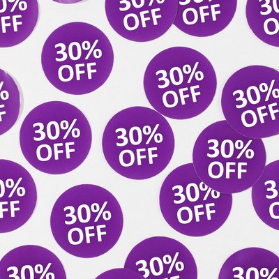 Purple 30% Off Discount Stickers