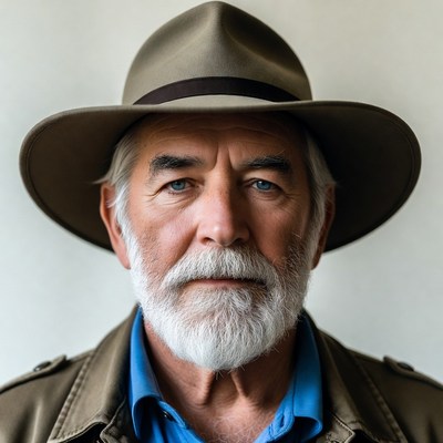 Elderly man wearing fedora hat