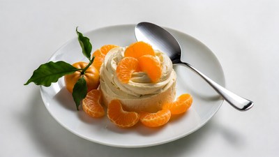 Mandarin Cream Dessert on Plate