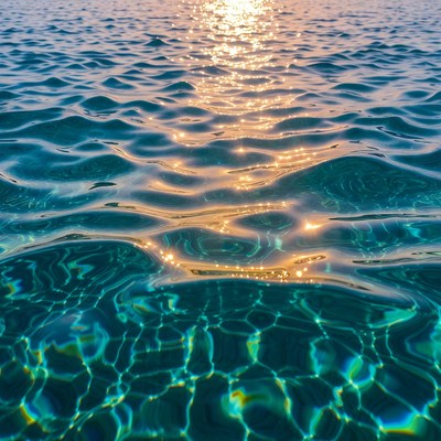 Ocean Waves with Sunset Reflection