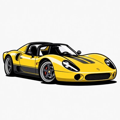 Yellow Porsche Sports Car Illustration
