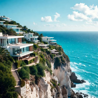 Modern White Villas on Cliff Overlooking Ocean
