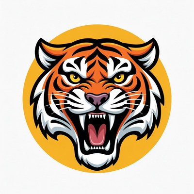 Roaring Tiger Head Illustration