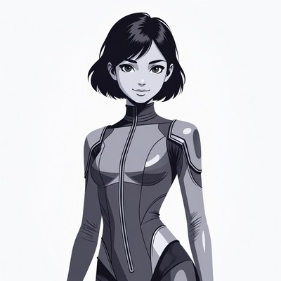 Anime girl in futuristic bodysuit