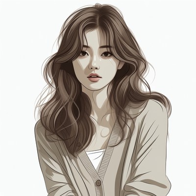 Anime girl with long brown hair