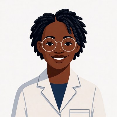 African-American woman in lab coat