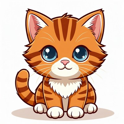 Cute orange tabby kitten illustration