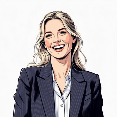 Blonde woman smiling in suit