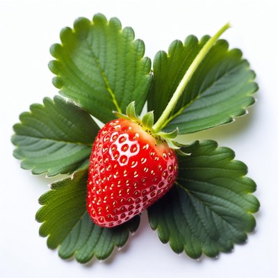 Fresh strawberry with green leaves